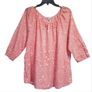 Croft & Barrow Women's Pink/White Paisley Top Size XL